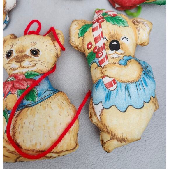 Lot 8 Vintage Fabric Stuffy Ornaments Mouse Mice Candy Cane - Picture 3 of 6